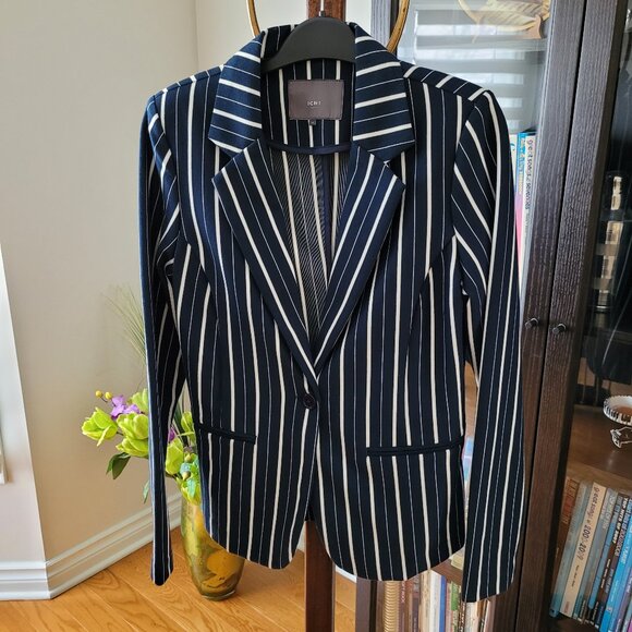 ICHI Striped One-Button Blazer US M - Picture 1 of 7